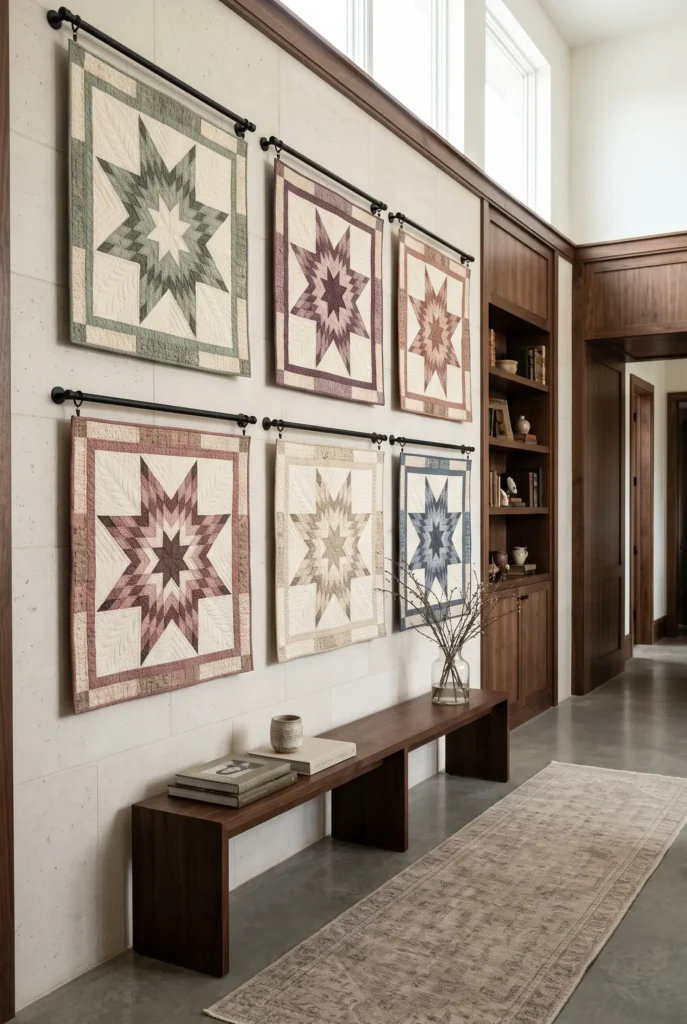 Traditional Feathered Star Quilt Wall Hanging