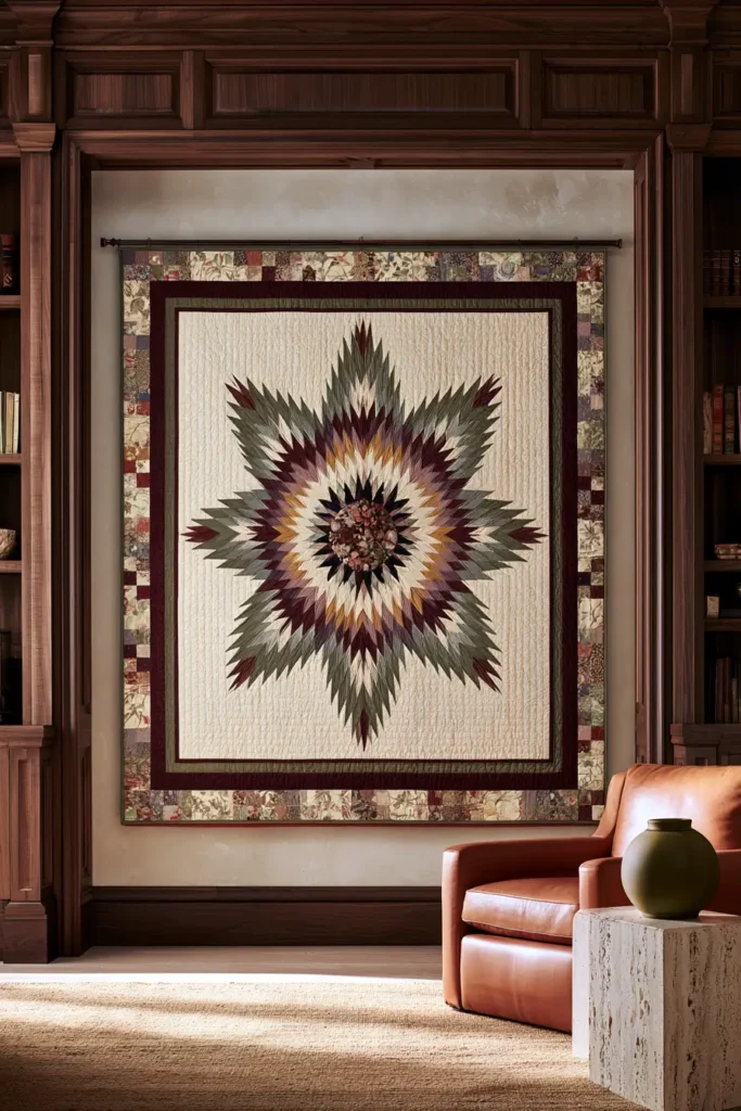 Traditional Feathered Star Quilt Wall Hanging