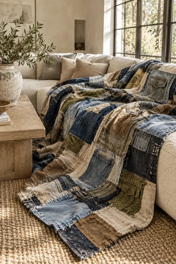 Upcycled Denim Boro Quilt