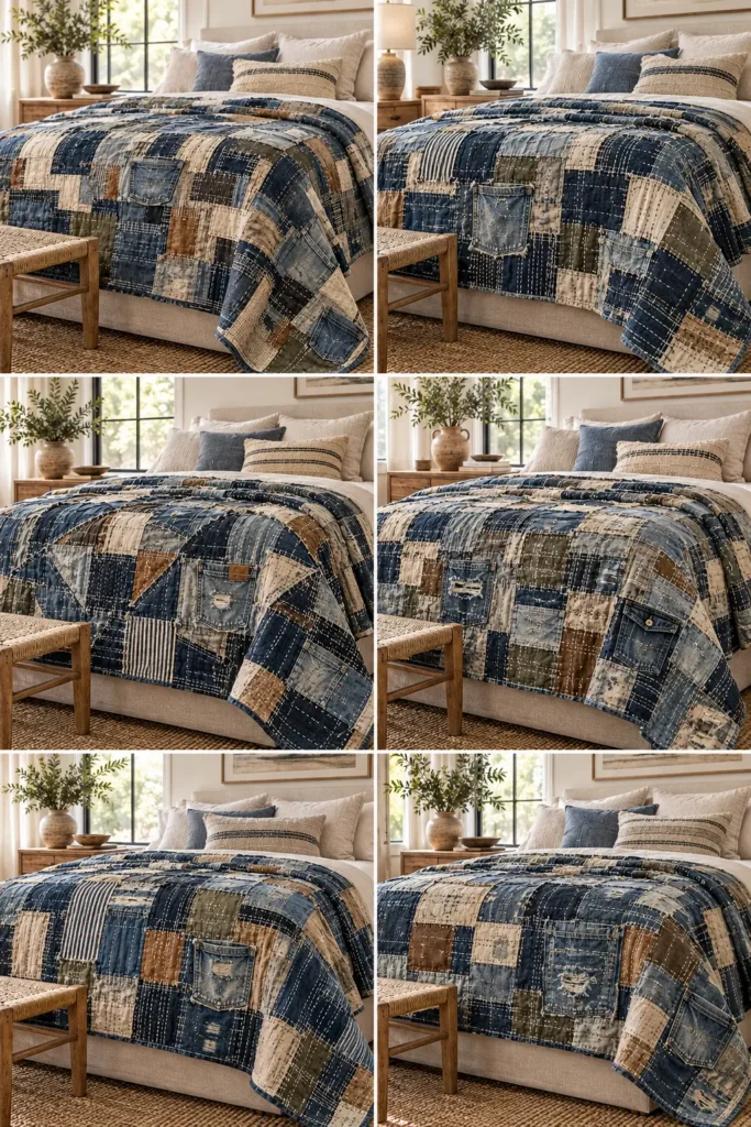 Upcycled Denim Boro Quilt