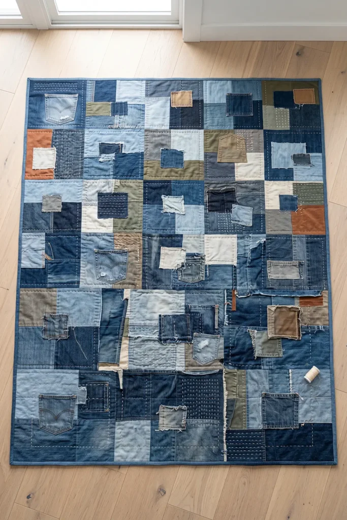 Upcycled Denim Boro Quilt