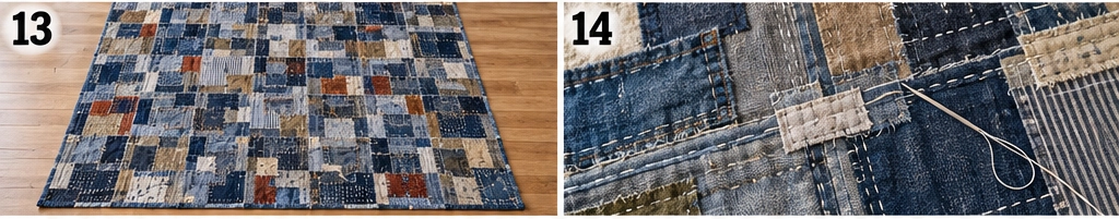 Upcycled Denim Boro Quilt