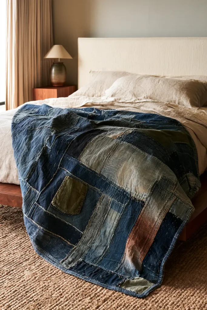 Upcycled Denim Boro Quilt