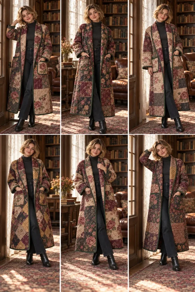 Vintage Floral Quilt Duster Coat