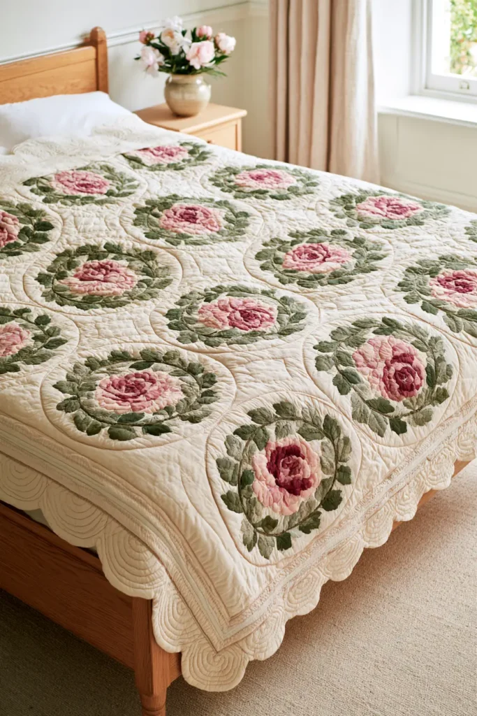 Vintage Rose Appliqué Quilt