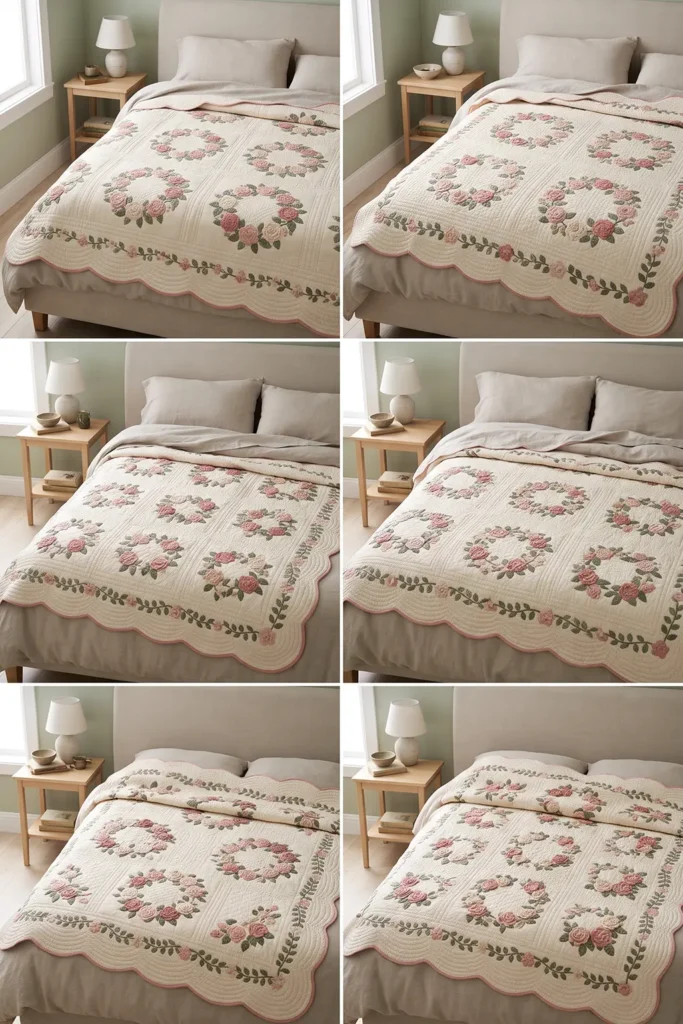 Vintage Rose Appliqué Quilt
