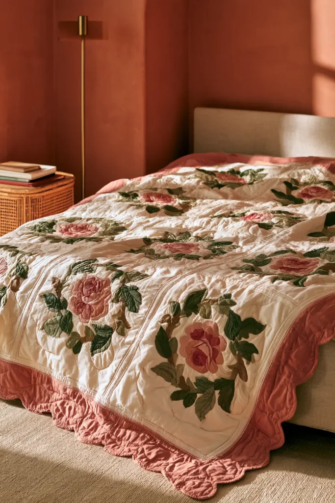 Vintage Rose Appliqué Quilt