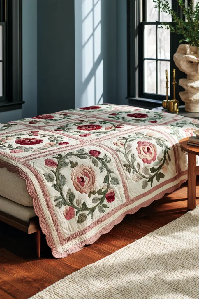Vintage Rose Appliqué Quilt