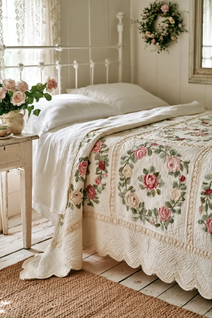 Vintage Rose Appliqué Quilt