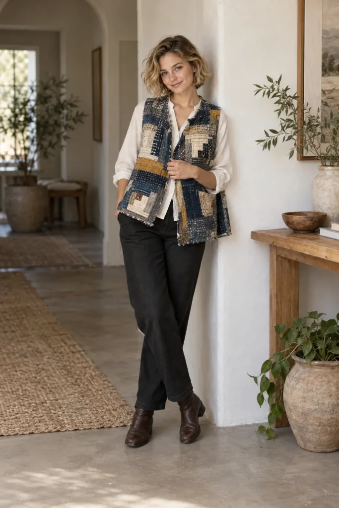 Wonky Log Cabin Quilt Swing Vest