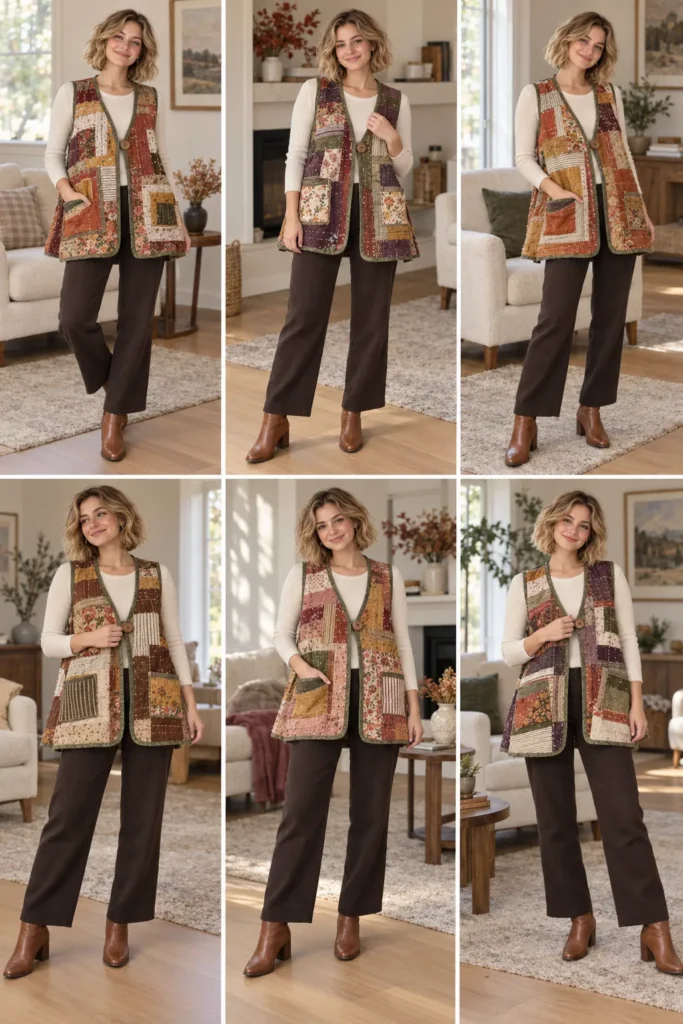 Wonky Log Cabin Quilt Swing Vest