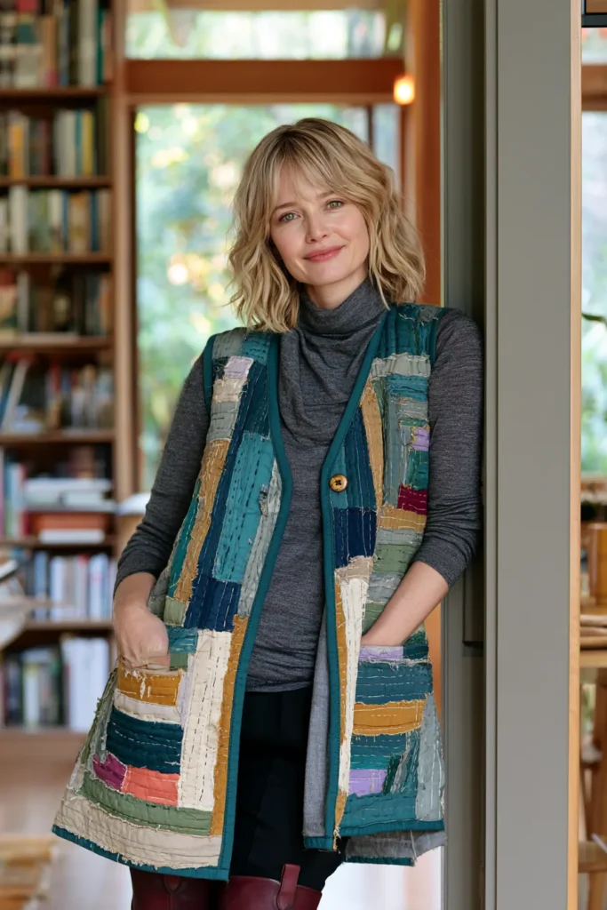 Wonky Log Cabin Quilt Swing Vest