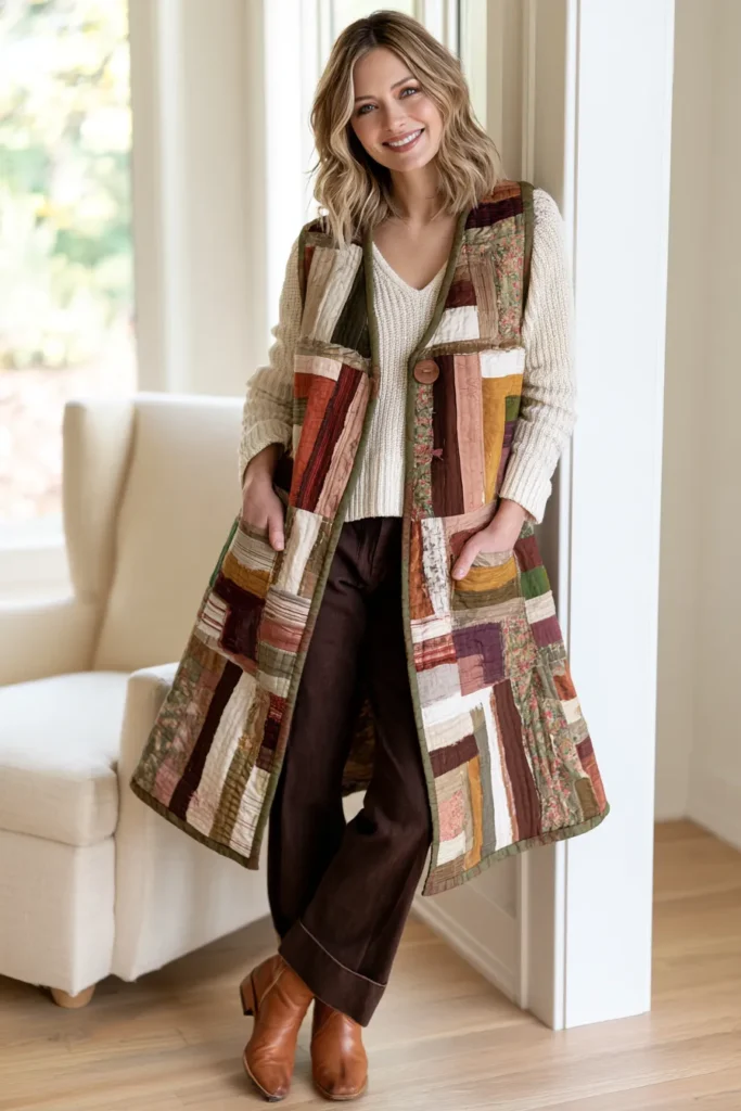 Wonky Log Cabin Quilt Swing Vest