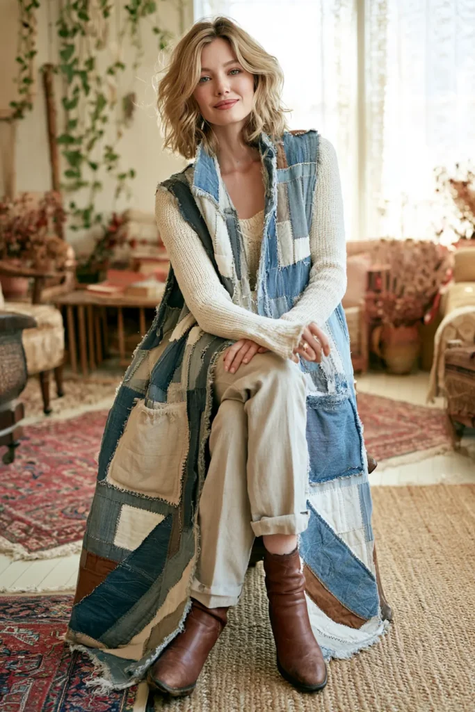 Wonky Log Cabin Quilt Swing Vest